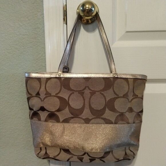 Signature Coach Tote Bag Satchel Brown Handbag No J0668-10124 - Picture 4 of 14